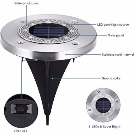 Solar Underground Light Waterproof LED for Outdoor in-ground Solar Lights for Landscape, Walkway, Lawn, Steps Decks