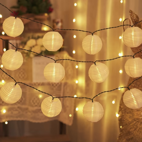 Solar White Lantern Light String Outdoor Waterproof 8 mode Solar Patio Light Garden Party Wedding Christmas Holiday