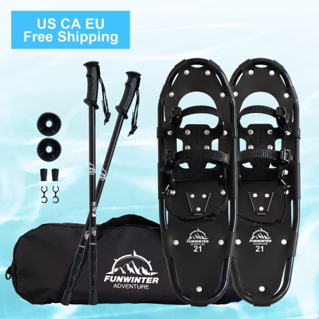 US CA EU Free Shipping Dropshipping Factory Supply 21'' adjustable snowshoes aluminum for Women Men winter ski snowshoes black