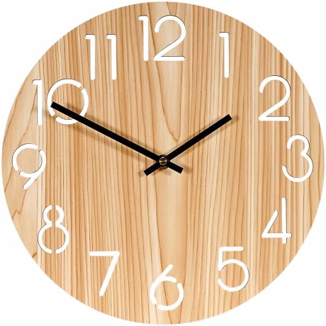 Wall Clock Non Ticking Clocks for Farmhouse Wooden Silent Living Room Dining Room Wooden House Decoration Battery opened
