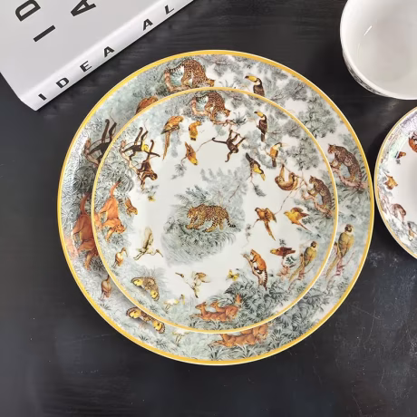 Wholesale 8/10 Inch Western Europe Butterfly Luxury Home Decors Bone China Dining Room Sets Dishes And Plates
