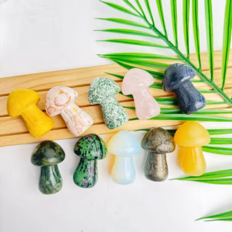 Wholesale Cheapest Natural Mini Crystal Carving Crafts About 5.5cm Mixed Materials Mushroom For Sale