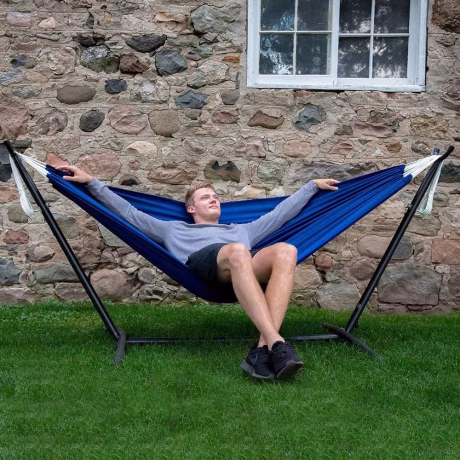 WoQi Custom LOGO Color Outdoor Garden Portable Cotton Canvas Hammock With Stand