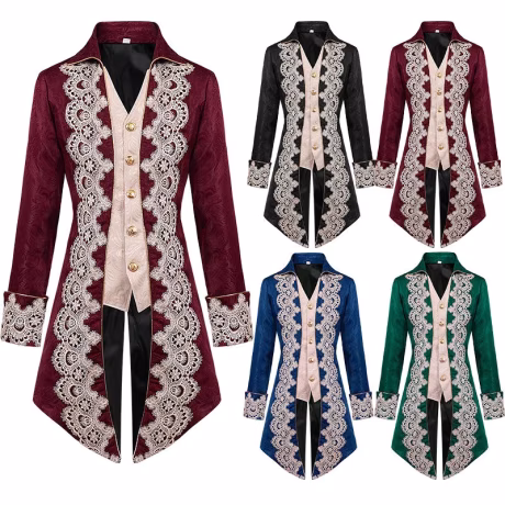 18th Century British Mens Gentleman Cosplay Suit Victorian Renaissance Tudor Outfit Costume Men's Rococo Jacket