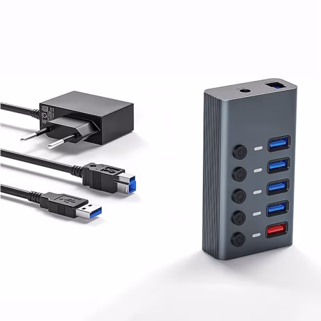 60W USB Charging Hub 5 in 1 USB 3.0 Port Desktop Charging Block Multiple Devices Smart Phone Tablet Laptop Computer Station