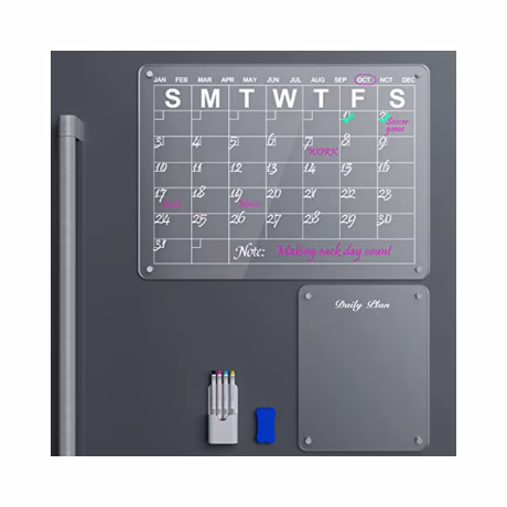 Acrylic Magnetic Dry Erase Board and Calendar for Fridge Dry Erase Board Calendar for Refrigerator Reusable Planner