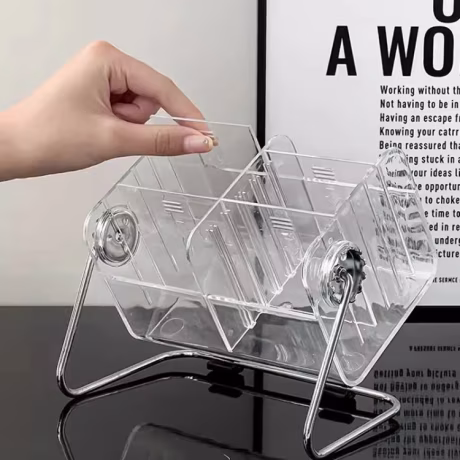 Acrylic Pen Holder 360-degree Rotating Clear Pen Organizer for Desk Desktop Stationery Storage for Office School