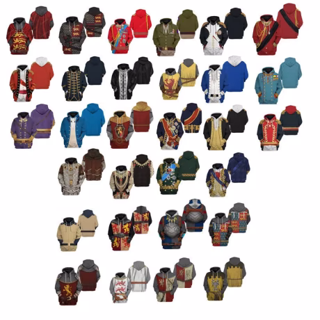 Adult Medieval costume hoody Funny Cosplay Historical Figures Henry Clinton King sweater Renaissance party costume plus size 7XL