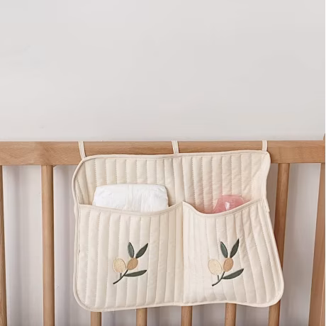 Baby Bedside Hanging Storage Bag Hanging Storage Pocket Organizer For Baby Cribs Toy Two Pocket Diaper Storage Bag