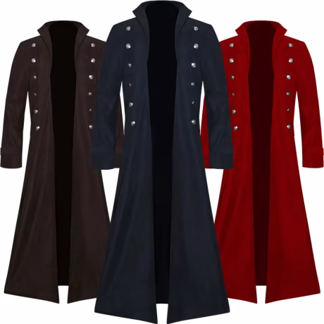 Black Red Brown Polyester Fashion Vintage Clothing Wholesale Retro Trench Coat Men victory medieval coat halloween party