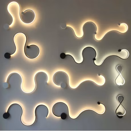 Contemporary Nordic Aluminum Silicone Lines LED Wall Sconce Lamp For Living Room