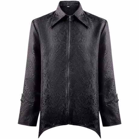 Cosplay Men Medieval Jacket Steampunk Zipper Up Jacquard Coat Renaissance Devil Vampire Dark Goth Costume