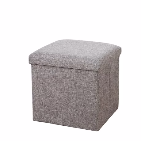 Cotton And Linen Solid Color Can Be Customized Storage Box Folding Footrest With Collapsible Load-Bearing Fabric Storage Stool