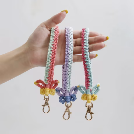 Creative Cotton Rope Keyholder Hand Woven Wrist Strap Keychain Butterfly Bohemia Keyring Accessories