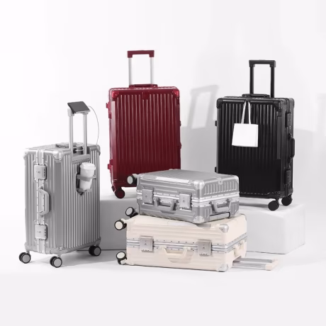 Custom High Quality Aluminum alloy Luggage Travel Hand Trolley Case Portable Hard Shell Lightweight Safety Carry on Suitcase