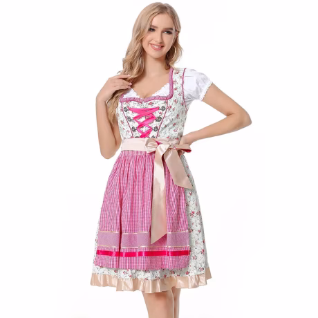 dirndl bavarian dressOktoberfest Dirndl Dress Floral Print German Wench Uniform Cosplay Costume Fancy Party Dress