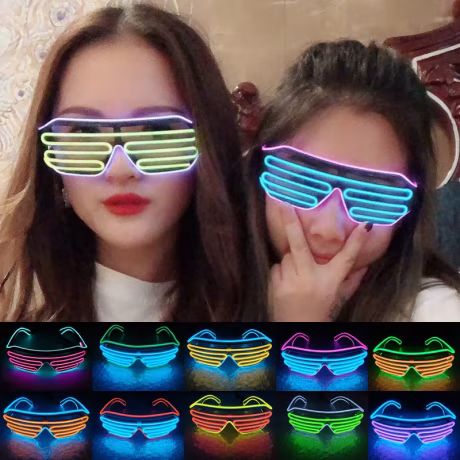 Double-colored Neon LED Glasses Glow Glasses Party Novelty Fluorescent LED Luminous Glasses Rave Wedding Birthday Party Supplies