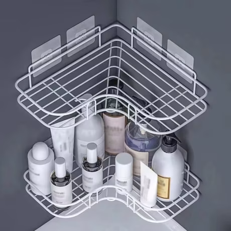 Drop Shipping Wrought Iron Bathroom Shelf Wall Mounted Square Free Punch Toilet Rack