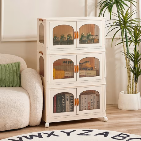 Durable Eco-Friendly PP Folding Cabinet Modern Home Storage Multifunctional Rectangle Foldable Stackable Snap Fasteners Clothing