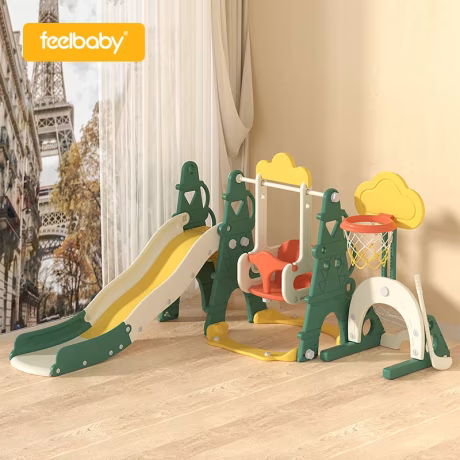 Feelbaby Hot Sell Promotional Gift Shape Toddler Indoor Mini Plastic Playground Kids Folding Slide