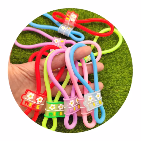 Flower Silicon Key Chain Wristband Lanyard Phone Accessory Cord Phone Hand Rope Keychain for Mobile Phone