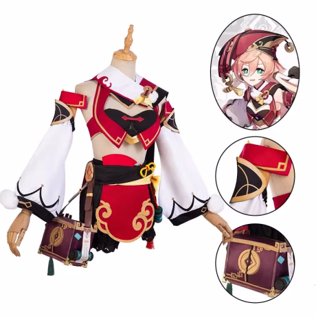 Genshin Impact Yanfei Cosplay Costume Uniform Wig Anime Halloween High-quality Costumes for Women Game