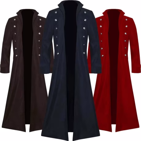 Halloween Vampire Cosplay Pirate Clothing Costume Long Sleeve Jacket Coat Gothic Steampunk Retro Stand Collar Trench Coat