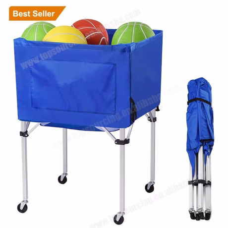 High Quality Ball Cart With Wheels Foldable Ball Cart For Volleyball/ Basketball/ Football/Tennis Portable Storage Cart