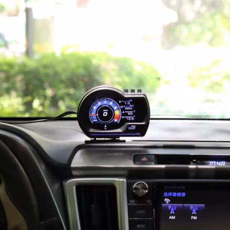 High quality Head Up Display V60 with Two Screens Security System Overspeed Warning Fuel Consumption OBD diagnostic for cars