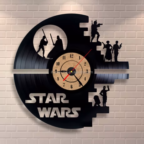 Hot sales Vinyl Record Clock of wars vinyl wall clock