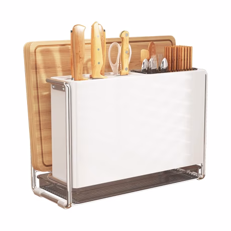 hot selling wall mounted multifunctional kitchen knife holder set tableware storage chopping board storage drain holders rack
