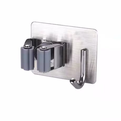 Household Stainless Steel Mop Broom Holder Wall Mount Tool Hanger Organizer