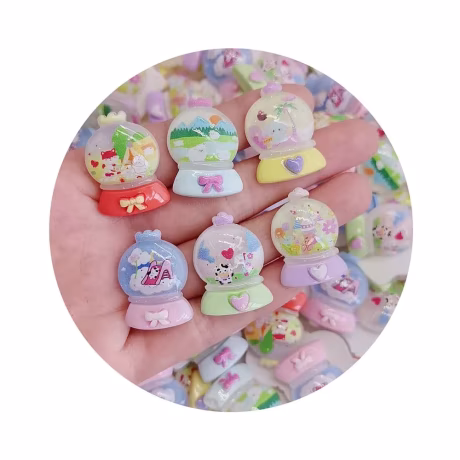 Kawaii Cartoon Crystal Ball Flat Back Resin Cabochons Scrapbook Diy Wedding Hairpin Accessories Crafts