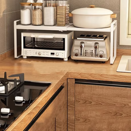 kitchen adjustable cupboard Inside Under sink rack pot Storage shelf Stackable Spice Microwave holder Appliances organization