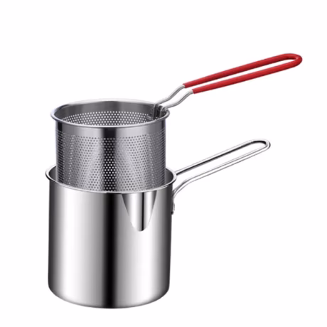 Kitchen Deep Fryer Pot 304 Stainless Steel Deep Frying Pot Fried Chicken Fryer With Basket Strainer For French Fries Chicken Fry