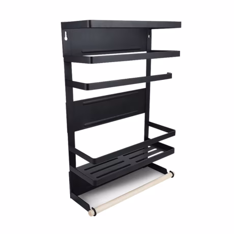 Large Kitchen Side Wall Magnetic Frigde Rack With Hook Refrigerator Shelf Household Multifunction Removable Metal
