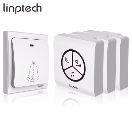 Linptech G1 bird-sound door bell novelty hotel kinetic doorbell UK Plug with 1 transmitter and 3 receivers