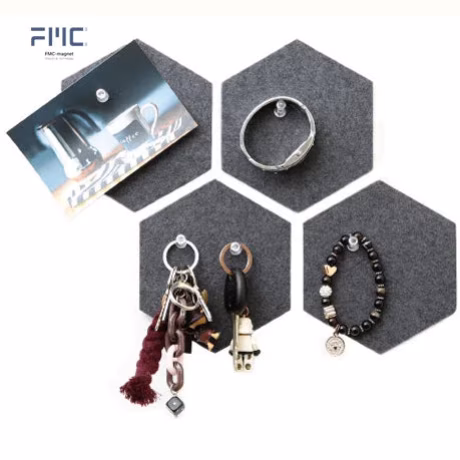 Magnetic Key Felt Tile Board Hexagon Push Pin Board For Wall Decor Bulletin Boards For Notes Photos Memo Office Wall Sticker