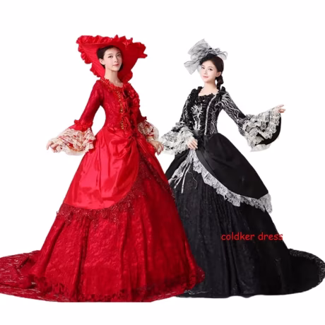 Marie Antoinette Dress Gown Rococo Baroque Masquerade Historical Costume 18th Century Victorian Crinoline Ball and Wedding Gown