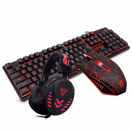Mechanical hand keyboard mouse set headset three - piece game luminous computer desktop wired keyboard mouse