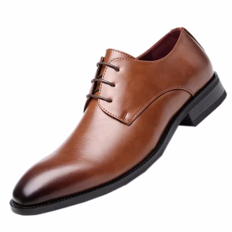 Men's leather footwear black new spring casual leather shoes formal business pointed lace-up wedding shoes soft bottom