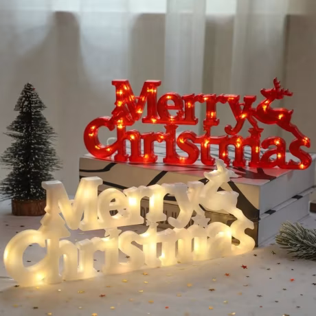 Merry Christmas Lighted Sign for Christmas Decorations Tree Hanging Sign Ornaments Christmas Decor for Wall Door Home