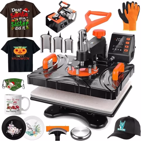 MOMOTECH 29*38cm Combo Heat Press Machine for T-shirt Cup Hat Plate Sublimation Logo Printing 8in1/12in1 Press Machine