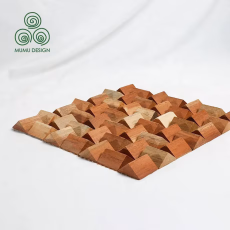 MUMU Hot Sale Home TV Background Decorative Wooden Wall Tile Antique Bricks Tile Squares Wood Mosaic