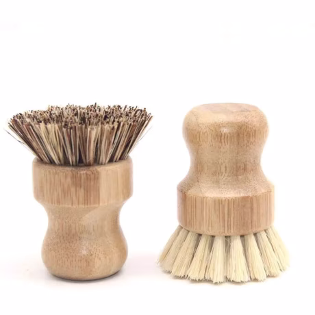 Natural bamboo wet cleaning brush with hard bristles, suitable for kitchen sink, bathroom, household cleaning