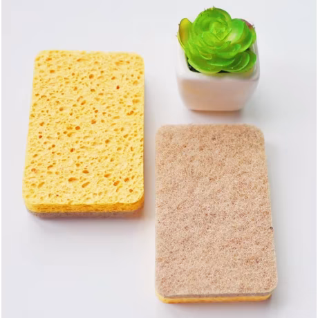 Natural eco friendly reusable mesh microfiber biodegradable scrub cleaning cellulose sponge scrubber clean kitchen sponges