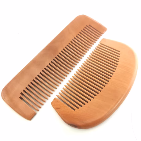Neem Wood Comb | Anti Static Round Wide Tooth Pocket Comb, Wooden Hair Brush - Hair Styling Tool