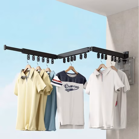 new aluminum clothes drying airer rack atbalcony rods 2024 most popular outdoor Wall Mount folding hanger clothe compact storage