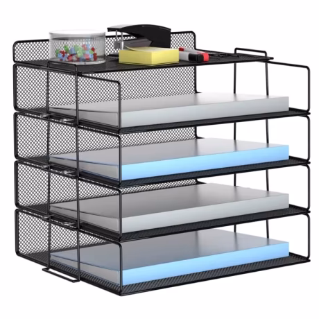office home desktop metal wire mesh 4 tiers document tray A4 paper tray modern design desk file organizer