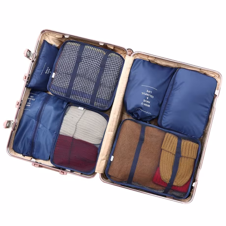 OUNUO New Product Nice Large Polyester Foldable Organizer Travel Bags Travel Luggage Packing Organizers Set